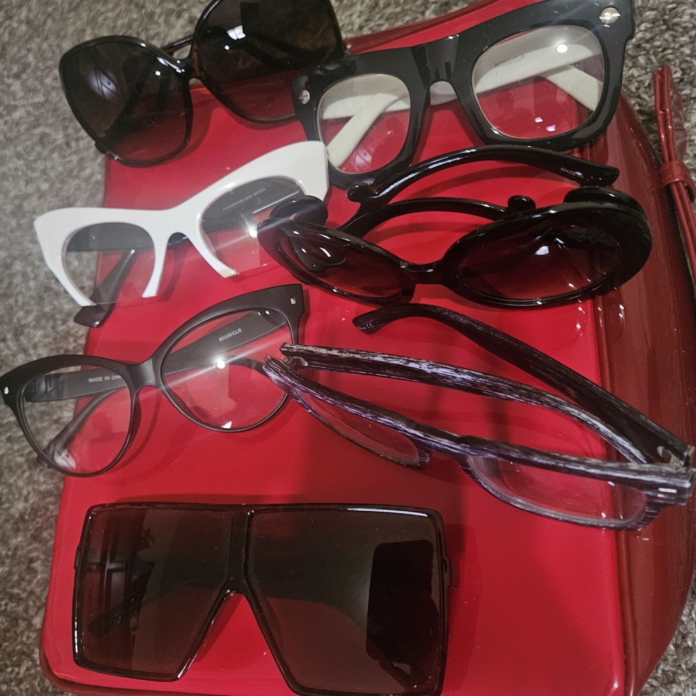 Stylish Women's Sunglasses Collection - Black, White, and Red